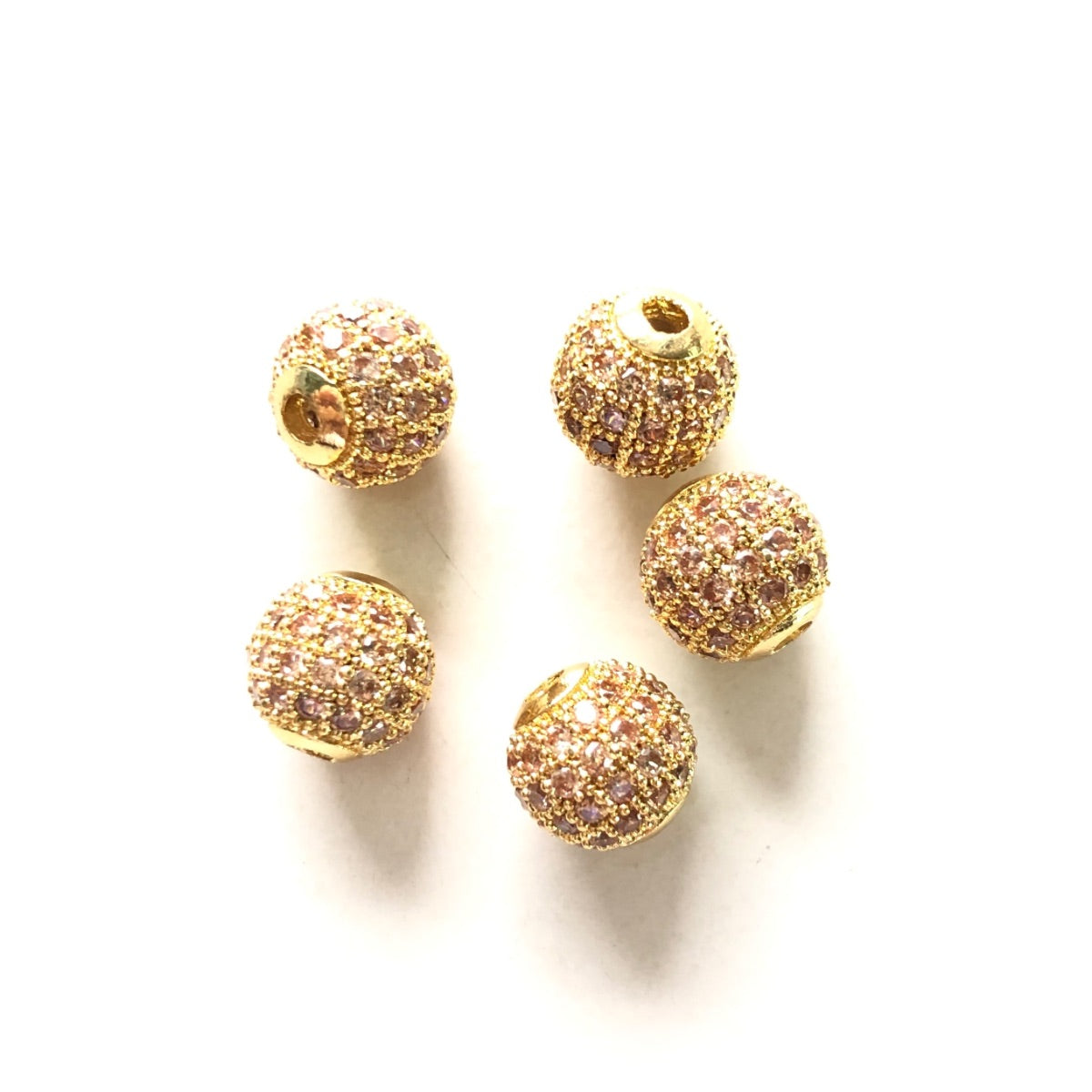10pcs/lot 6mm, 8mm Colorful CZ Paved Ball Spacers Gold Champange CZ Paved Spacers 6mm Beads 8mm Beads Ball Beads Colorful Zirconia New Spacers Arrivals Charms Beads Beyond