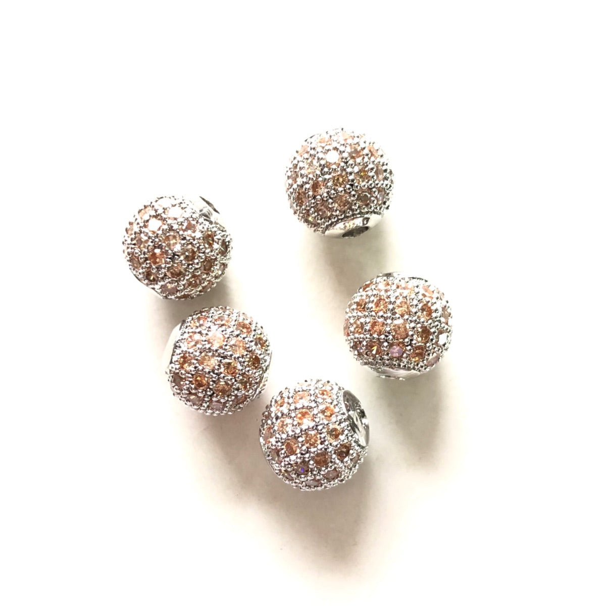 10pcs/lot 6mm, 8mm Colorful CZ Paved Ball Spacers Silver Champange CZ Paved Spacers 6mm Beads 8mm Beads Ball Beads Colorful Zirconia New Spacers Arrivals Charms Beads Beyond