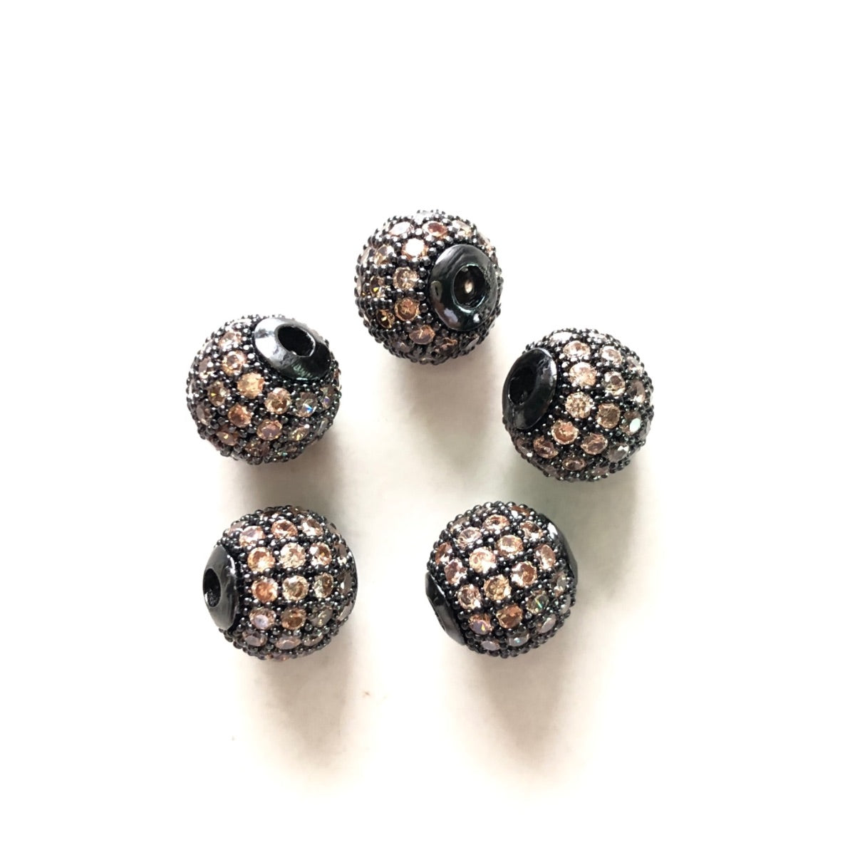 10pcs/lot 6mm, 8mm Colorful CZ Paved Ball Spacers Black Champange CZ Paved Spacers 6mm Beads 8mm Beads Ball Beads Colorful Zirconia New Spacers Arrivals Charms Beads Beyond