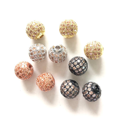 10pcs/lot 6mm, 8mm Colorful CZ Paved Ball Spacers Mix Colors Champange CZ Paved Spacers 6mm Beads 8mm Beads Ball Beads Colorful Zirconia New Spacers Arrivals Charms Beads Beyond
