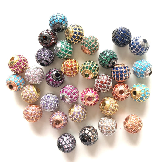 10pcs/lot 6mm, 8mm Colorful CZ Paved Ball Spacers CZ Paved Spacers 6mm Beads 8mm Beads Ball Beads Colorful Zirconia New Spacers Arrivals Charms Beads Beyond