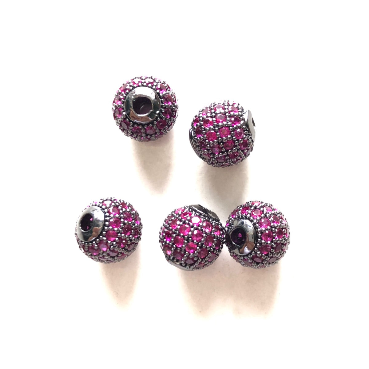 10pcs/lot 6mm, 8mm Colorful CZ Paved Ball Spacers Black Fuchsia CZ Paved Spacers 6mm Beads 8mm Beads Ball Beads Colorful Zirconia New Spacers Arrivals Charms Beads Beyond