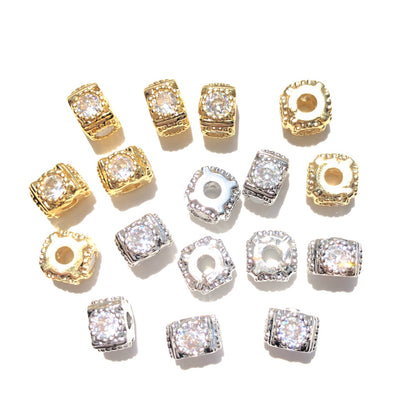 20-50pcs/lot 6*4.5mm CZ Paved Square Spacers Mix Colors CZ Paved Spacers New Spacers Arrivals Rondelle Beads Wholesale Charms Beads Beyond