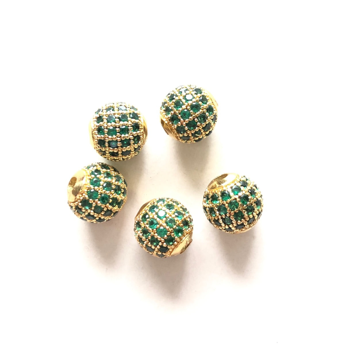 10pcs/lot 6mm, 8mm Colorful CZ Paved Ball Spacers Gold Green CZ Paved Spacers 6mm Beads 8mm Beads Ball Beads Colorful Zirconia New Spacers Arrivals Charms Beads Beyond