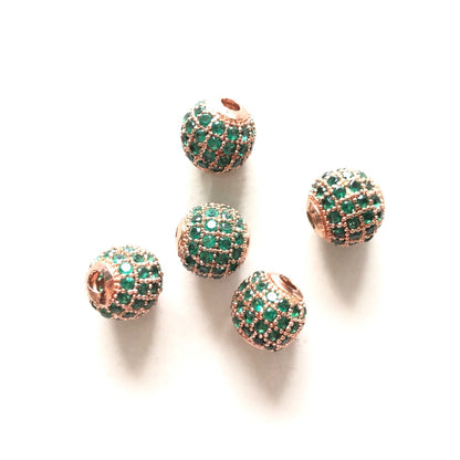 10pcs/lot 6mm, 8mm Colorful CZ Paved Ball Spacers Rose Gold Green CZ Paved Spacers 6mm Beads 8mm Beads Ball Beads Colorful Zirconia New Spacers Arrivals Charms Beads Beyond