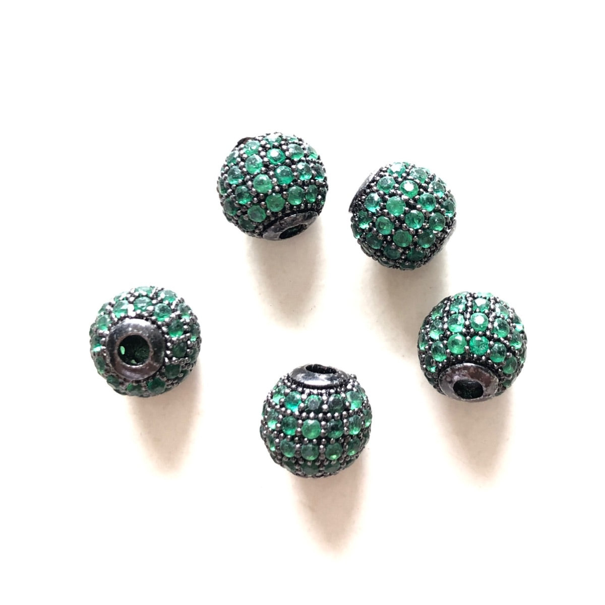 10pcs/lot 6mm, 8mm Colorful CZ Paved Ball Spacers Black Green CZ Paved Spacers 6mm Beads 8mm Beads Ball Beads Colorful Zirconia New Spacers Arrivals Charms Beads Beyond