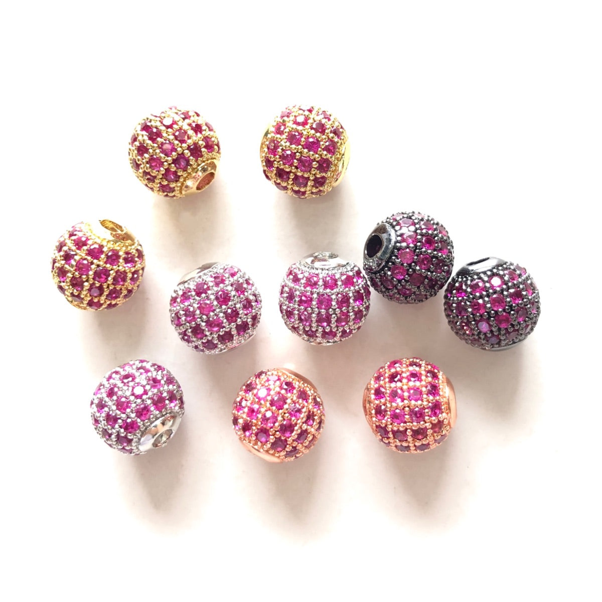 10pcs/lot 6mm, 8mm Colorful CZ Paved Ball Spacers Mix Colors Fuchsia CZ Paved Spacers 6mm Beads 8mm Beads Ball Beads Colorful Zirconia New Spacers Arrivals Charms Beads Beyond