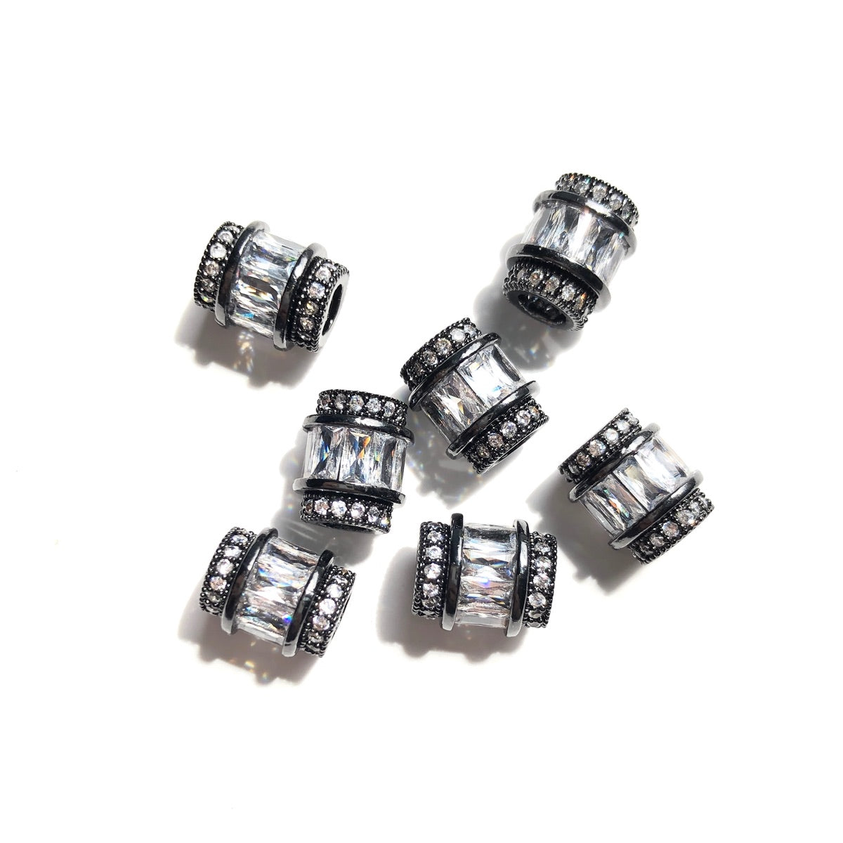 10pcs/lot 9.6/12mm Clear CZ Paved Big Hole Spacers Black CZ Paved Spacers Big Hole Beads New Spacers Arrivals Charms Beads Beyond