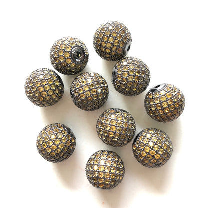 5/10/20pcs/lot 12mm Yellow CZ Paved Ball Spacers Black CZ Paved Spacers 12mm Beads Ball Beads Colorful Zirconia Charms Beads Beyond