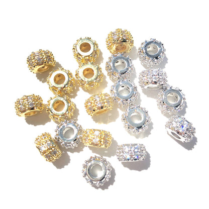 10-20-50pcs/lot 8mm CZ Paved Rondelle Wheel Spacers Mix Colors CZ Paved Spacers New Spacers Arrivals Rondelle Beads Wholesale Charms Beads Beyond