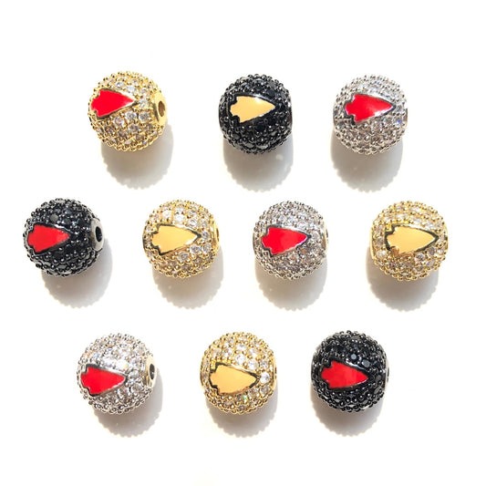 10-20pcs/lot 10mm CZ Paved Arrow Head Kansas City Chiefs Football Spacers Beads Mix Colors CZ Paved Spacers 10mm Beads American Football Sports Ball Beads New Spacers Arrivals Charms Beads Beyond