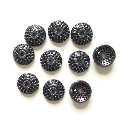 20pcs/lot 8/10/11mm Half Round CZ Paved Beads Caps Spacers Black on Black CZ Paved Spacers Beads Caps New Spacers Arrivals Charms Beads Beyond