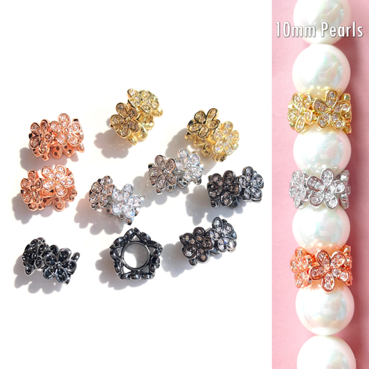 10-20-50pcs/lot 10.6*6.8mm CZ Paved Flower Spacers CZ Paved Spacers New Spacers Arrivals Wholesale Charms Beads Beyond