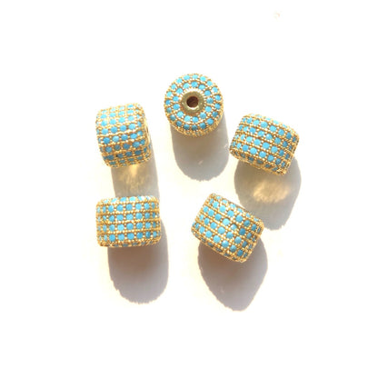 10-20pcs/lot 9.6*7.4mm Colorful CZ Paved Wheel Spacers