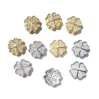 10-20-50pcs/lot 10mm CZ Paved Clover Spacers Mix Colors CZ Paved Spacers Hourglass Beads New Spacers Arrivals Wholesale Charms Beads Beyond