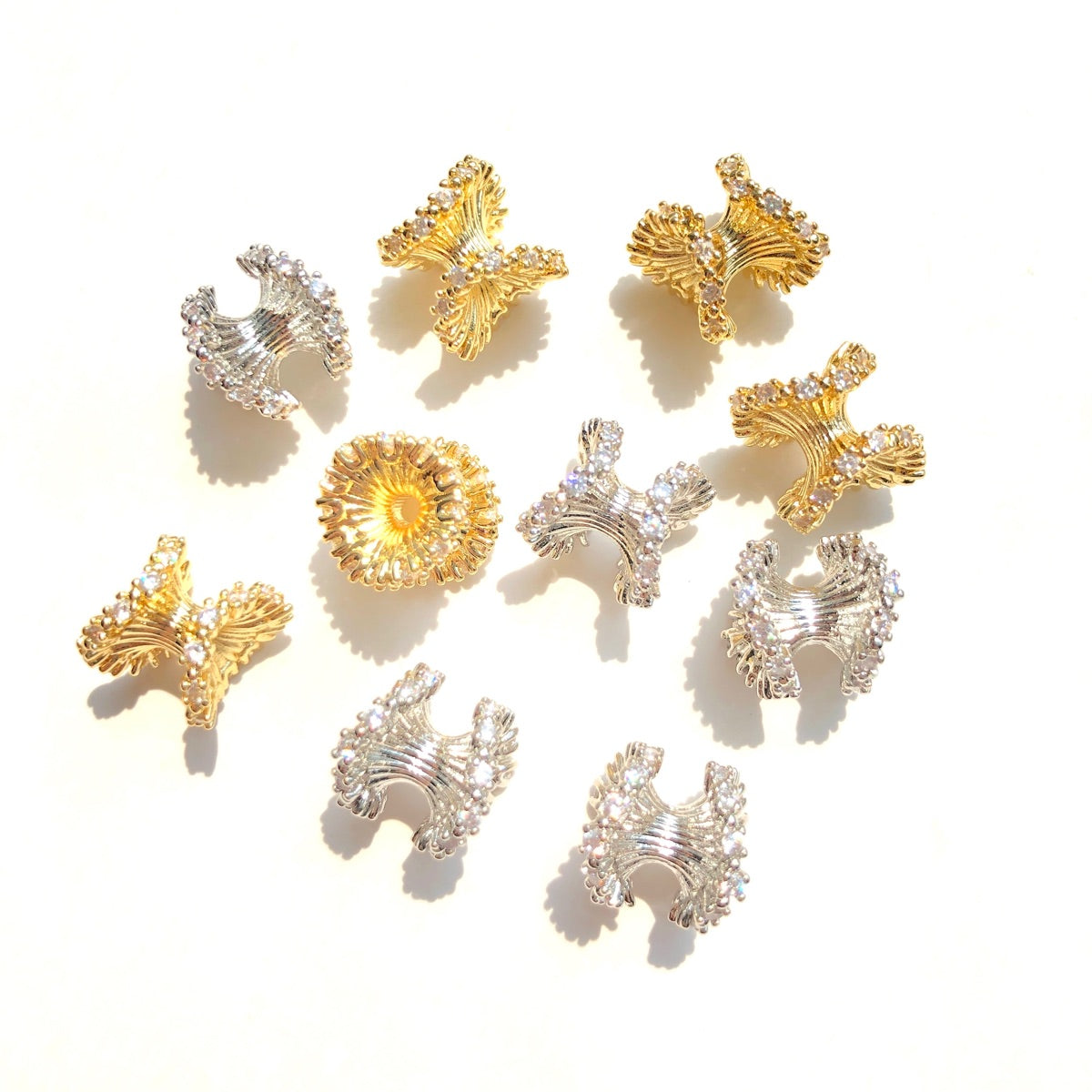 10-20-50pcs/lot 10*10mm, 12*13mm CZ Paved Hour Glass Spacers