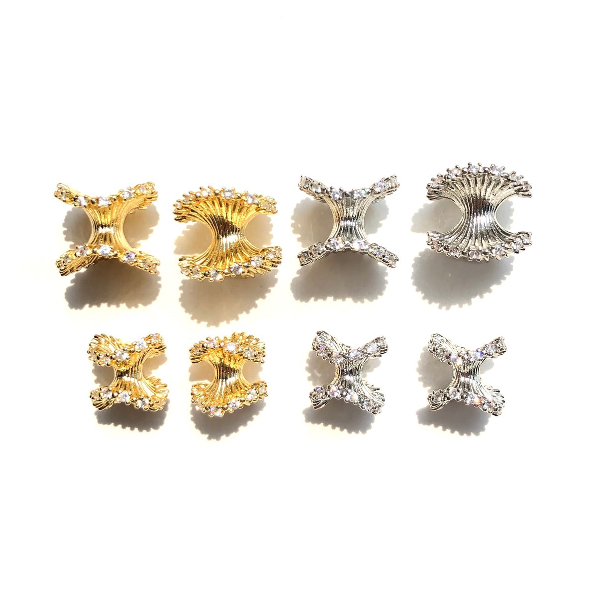 10-20-50pcs/lot 10*10mm, 12*13mm CZ Paved Hour Glass Spacers