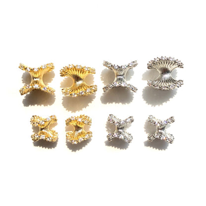 10-20-50pcs/lot 10*10mm, 12*13mm CZ Paved Hour Glass Spacers