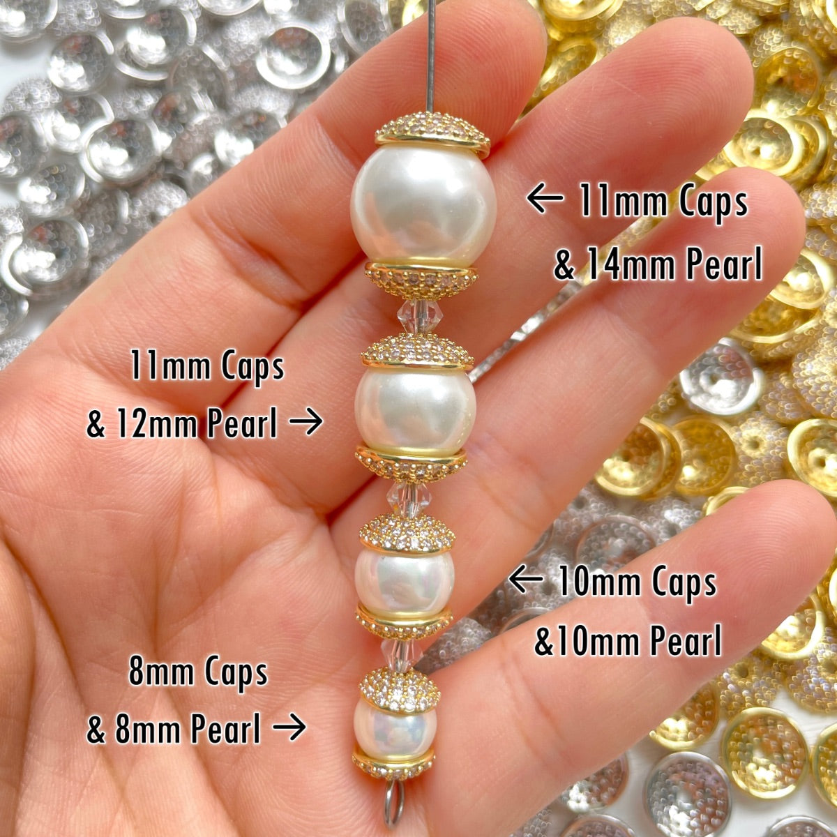 20pcs/lot 8/10/11mm Half Round CZ Paved Beads Caps Spacers CZ Paved Spacers Beads Caps New Spacers Arrivals Charms Beads Beyond