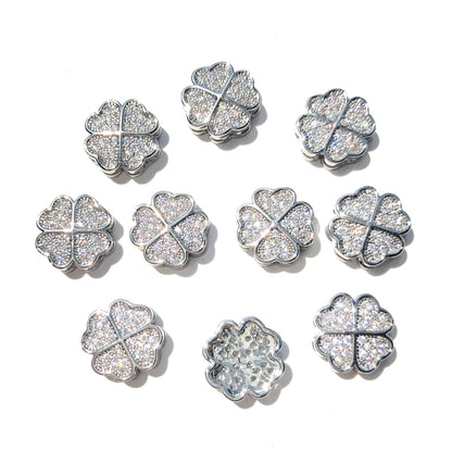 10-20-50pcs/lot 10mm CZ Paved Clover Spacers Silver CZ Paved Spacers Hourglass Beads New Spacers Arrivals Wholesale Charms Beads Beyond