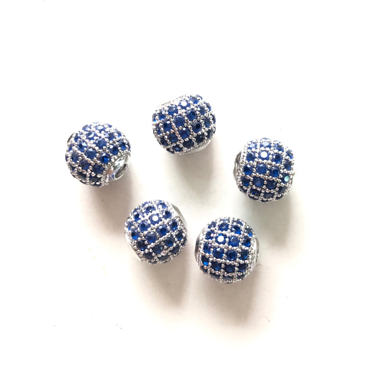 10pcs/lot 6mm, 8mm Colorful CZ Paved Ball Spacers Silver Blue CZ Paved Spacers 6mm Beads 8mm Beads Ball Beads Colorful Zirconia New Spacers Arrivals Charms Beads Beyond