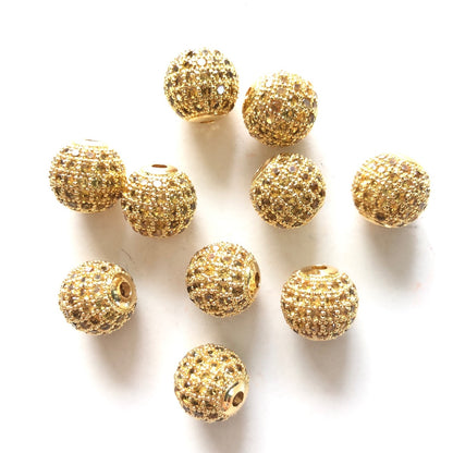 10pcs/lot 10mm Yellow CZ Paved Ball Spacers Gold CZ Paved Spacers 10mm Beads Ball Beads Colorful Zirconia Charms Beads Beyond