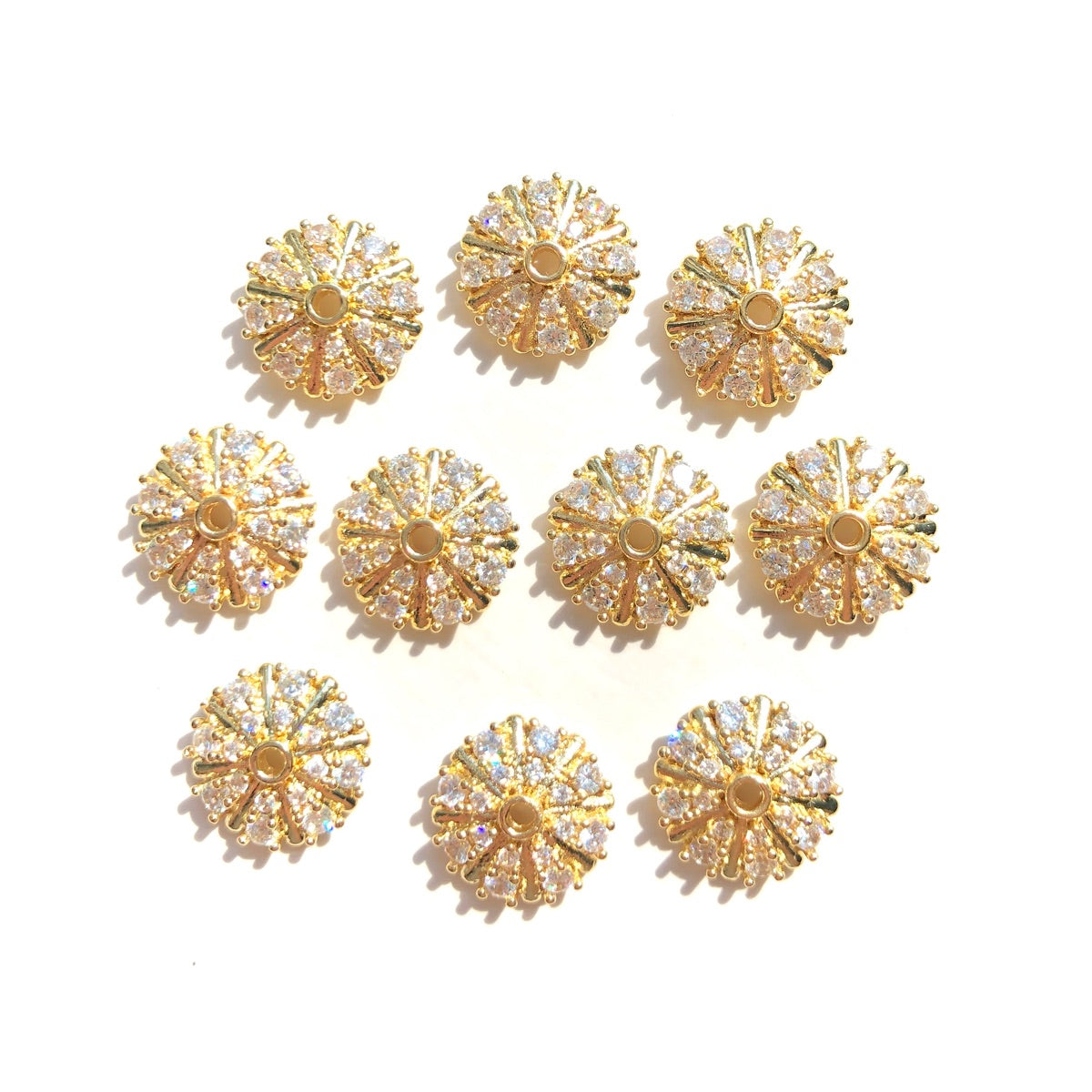 10-20-50pcs/lot CZ Paved Half Round Beads Caps Spacers Gold CZ Paved Spacers Beads Caps New Spacers Arrivals Wholesale Charms Beads Beyond