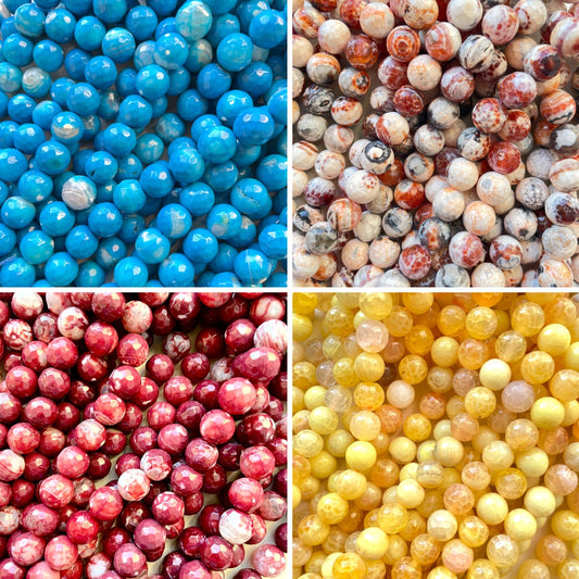 2 Strands/Lot 10mm Colorful Maroon Red Yellow Orange Blue Agate Faceted Stone Beads Stone Beads Faceted Agate Beads New Beads Arrivals Charms Beads Beyond