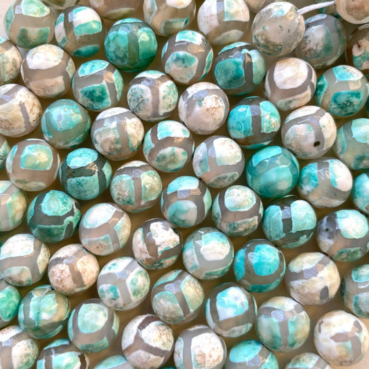 10mm Light Blue Tibetan Agate Faceted Stone Beads Stone Beads New Beads Arrivals Tibetan Beads Charms Beads Beyond