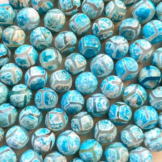 10mm Blue Tibetan Agate Faceted Stone Beads Stone Beads New Beads Arrivals Tibetan Beads Charms Beads Beyond