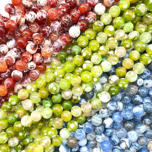 2 Strands/lot 10mm Green Orange Blue Fire Agate Round Stone Beads Stone Beads New Beads Arrivals Round Agate Beads Charms Beads Beyond