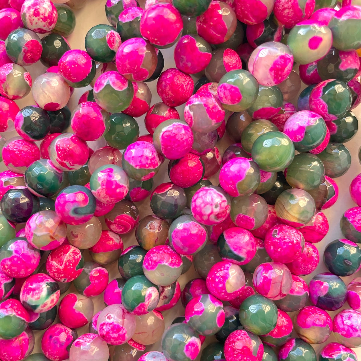 2 Strands/lot 10mm Colorful Hot Pink/Fuchsia Blue Purple Green Fire Agate Faceted Stone Beads Hot Pink Green Stone Beads Faceted Agate Beads New Beads Arrivals Charms Beads Beyond