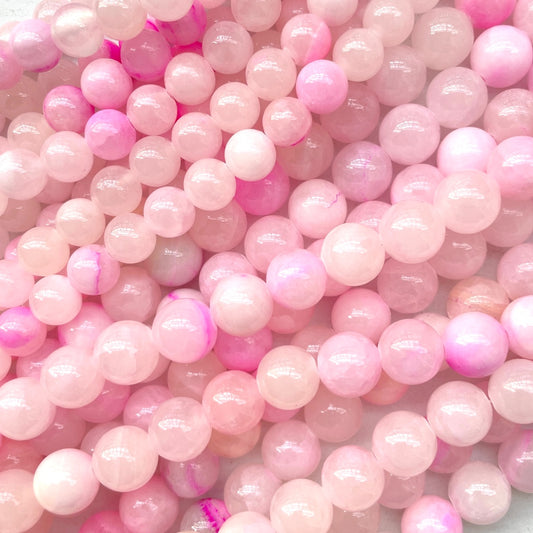 2 Strands/lot 8/10mm Pink Chalcedony Jade Round Stone Beads Stone Beads 12mm Stone Beads 8mm Stone Beads Breast Cancer Awareness New Beads Arrivals Persian Jade Beads Round Jade Beads Charms Beads Beyond