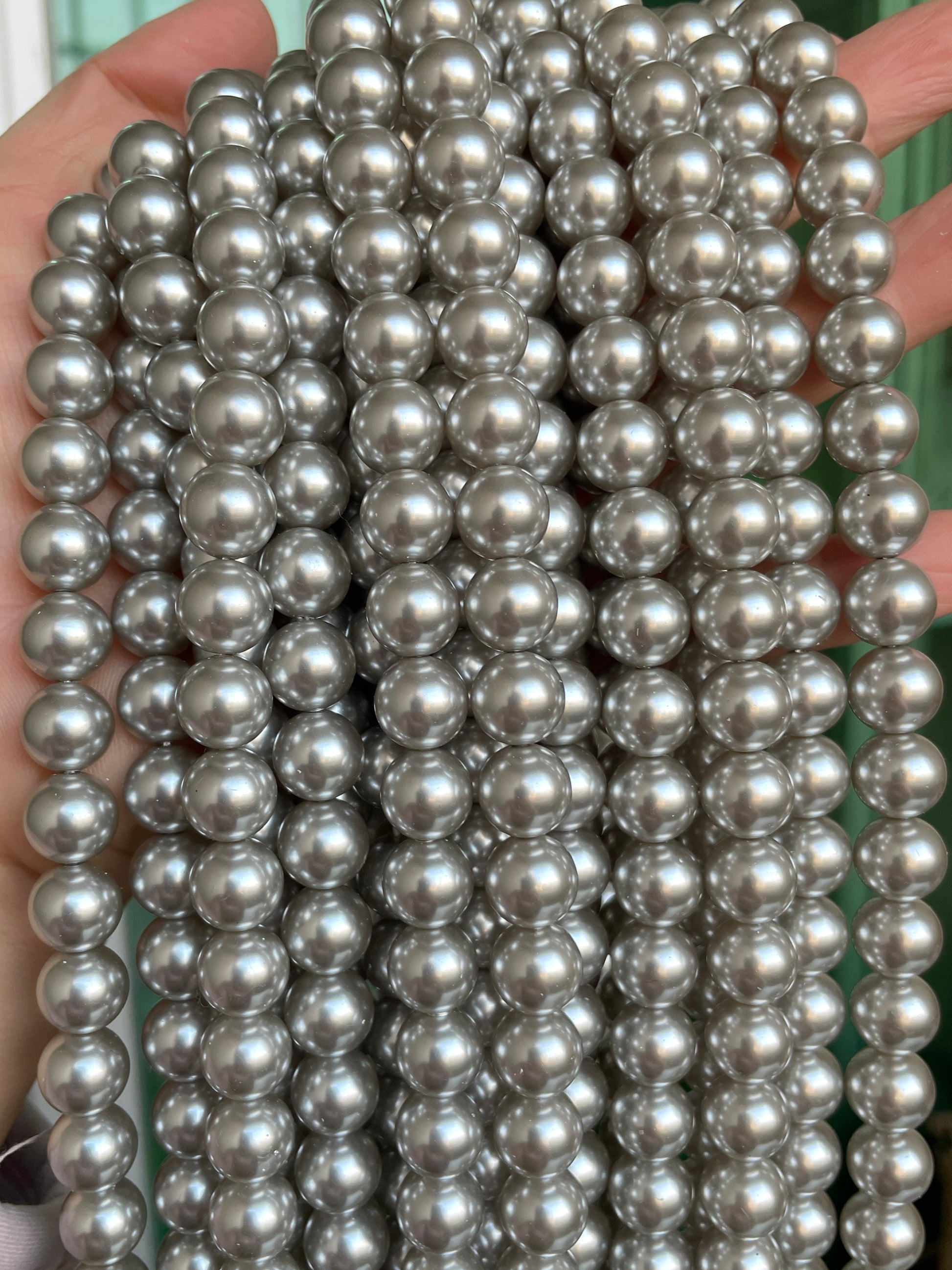 2 Strands/lot 10mm Silver Round Pearls Pearls Charms Beads Beyond