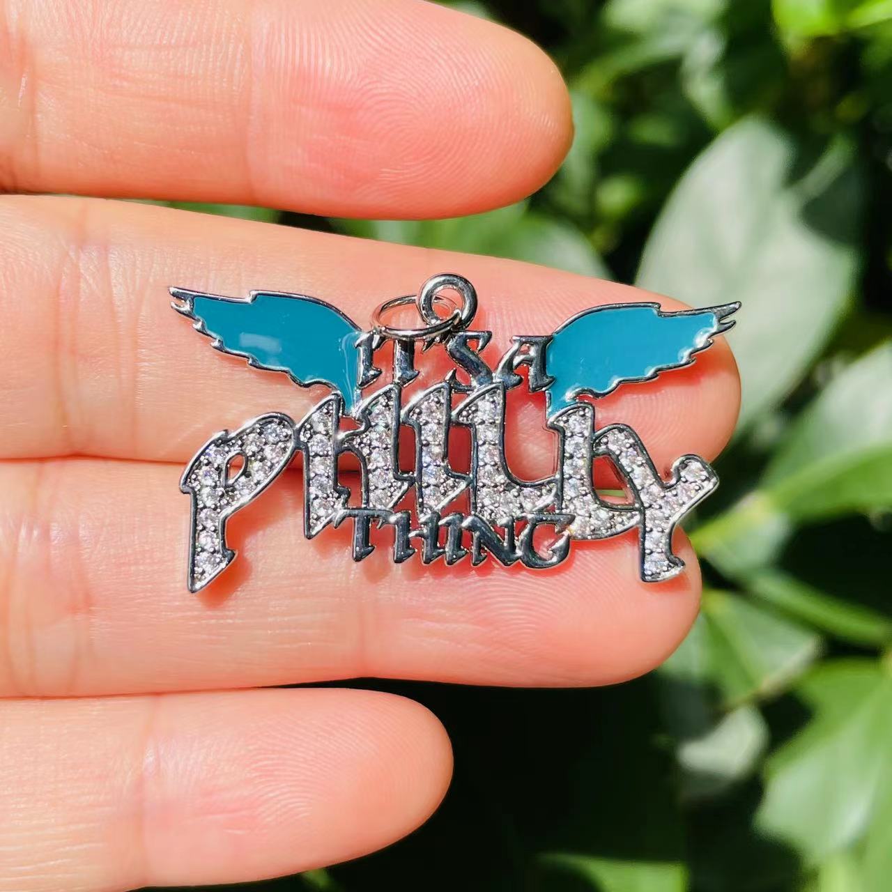 10pcs/lot CZ Paved It Is A Philly Thing Word Philadelphia Eagles Charms | Charms | Charms Beads Beyond Gold