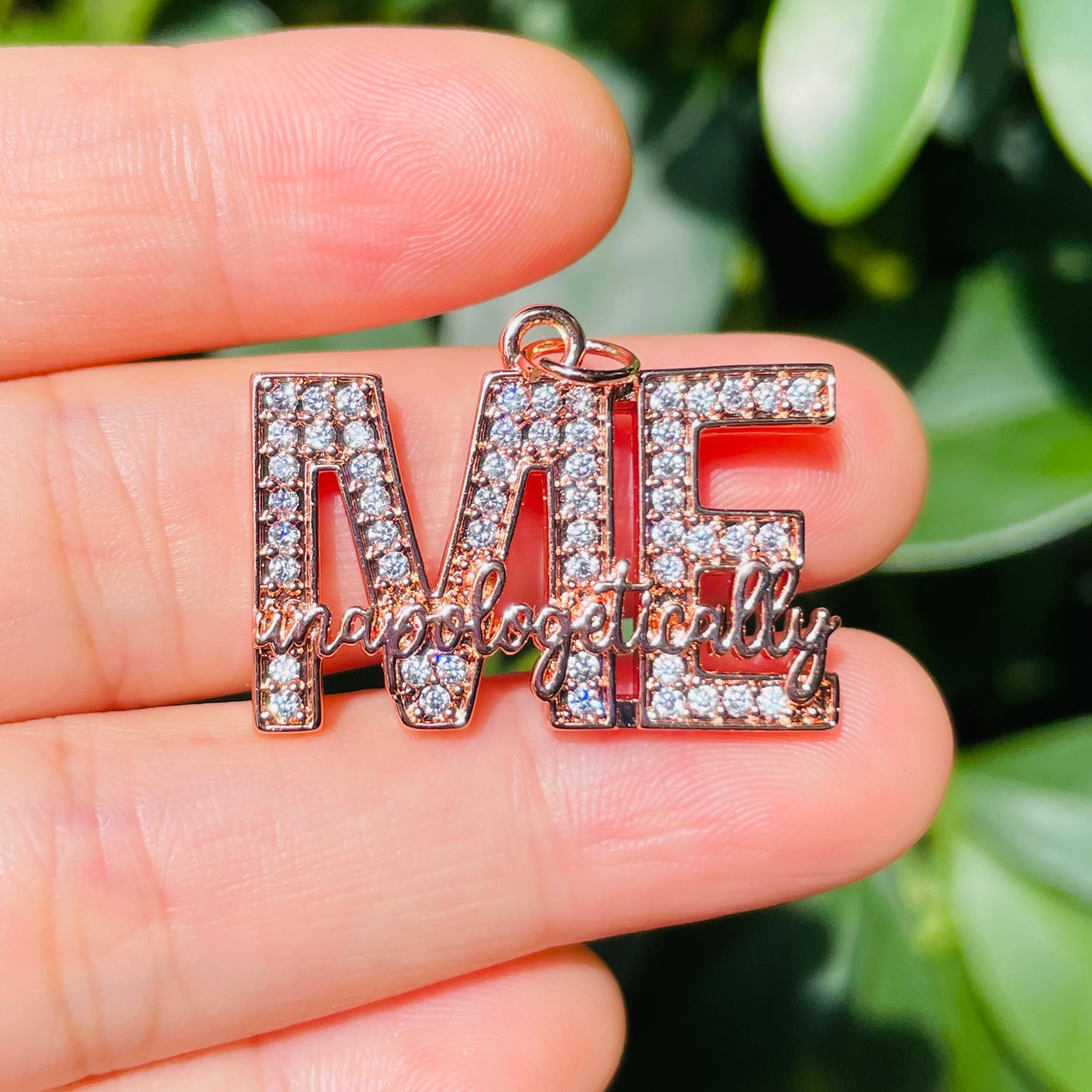 10pcs/lot CZ Paved Unapologetically ME Word Charms