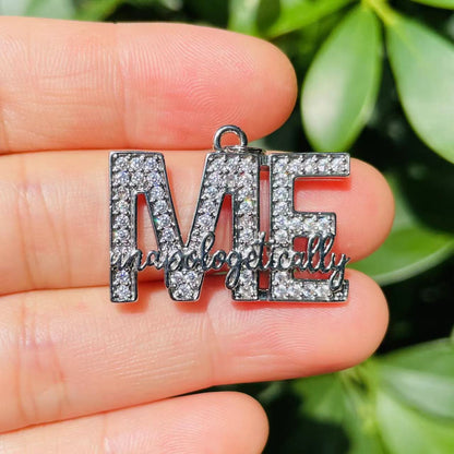 10pcs/lot CZ Paved Unapologetically ME Word Charms