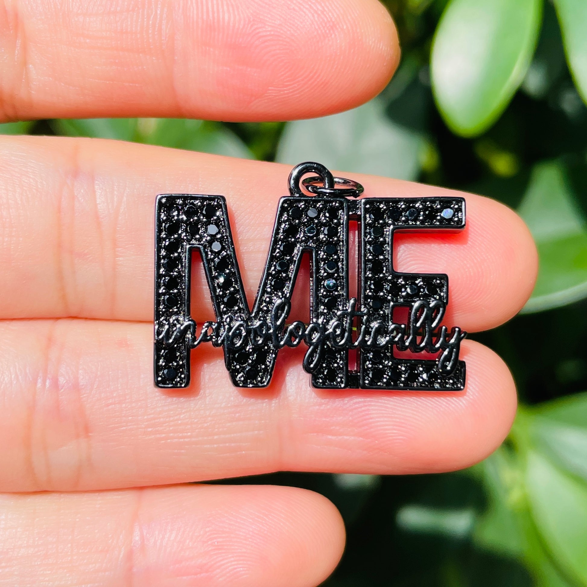 10pcs Micro Pave CZ Word Boss Charms, Word Charms, Boss Letter