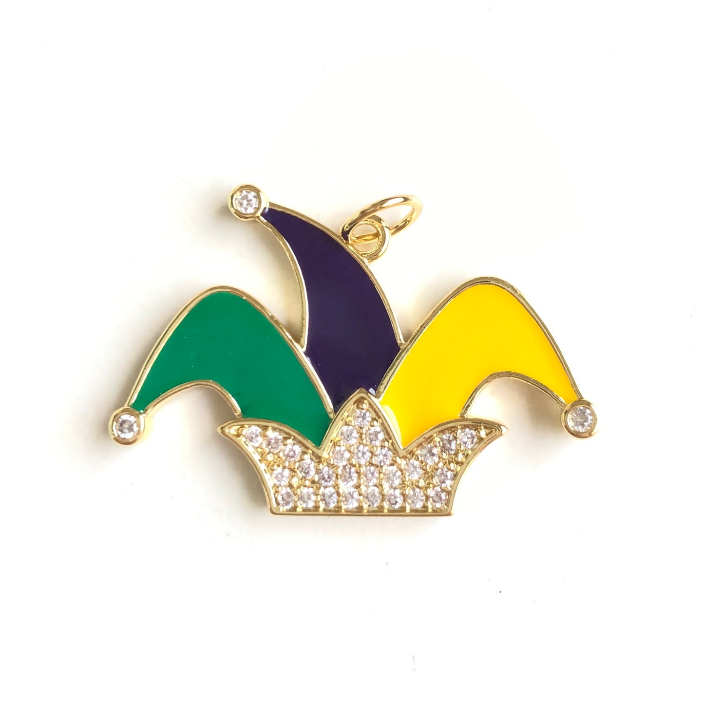 10pcs/lot CZ Paved Mardi Gras Joker Hat Charm Pendants Gold CZ Paved Charms Mardi Gras New Charms Arrivals Charms Beads Beyond