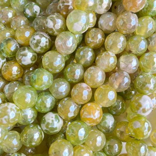 2 Strands/lot 10mm Electroplated Light Green Fire Agate Faceted Stone Beads Electroplated Beads Electroplated Faceted Agate Beads New Beads Arrivals Charms Beads Beyond