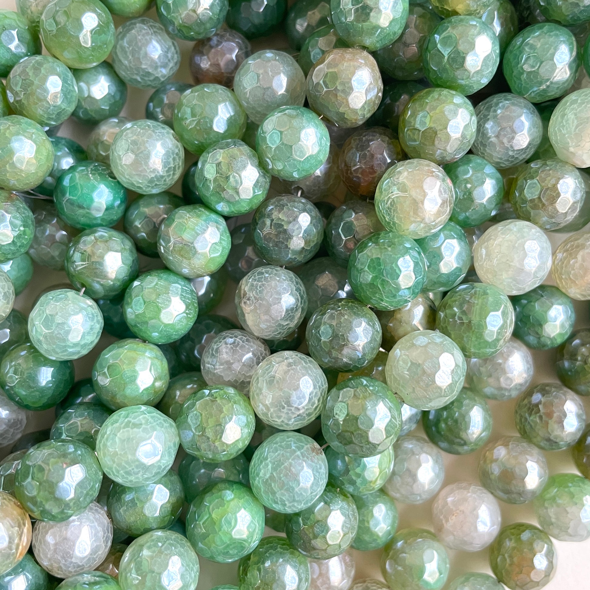 2 Strands/lot 10mm Electroplated Green Agate Faceted Stone Beads Electroplated Beads Electroplated Faceted Agate Beads New Beads Arrivals Charms Beads Beyond