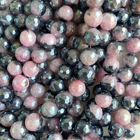 2 Strands/lot 10mm Electroplated Black Pink Agate Faceted Stone Beads Electroplated Beads Electroplated Faceted Agate Beads New Beads Arrivals Charms Beads Beyond