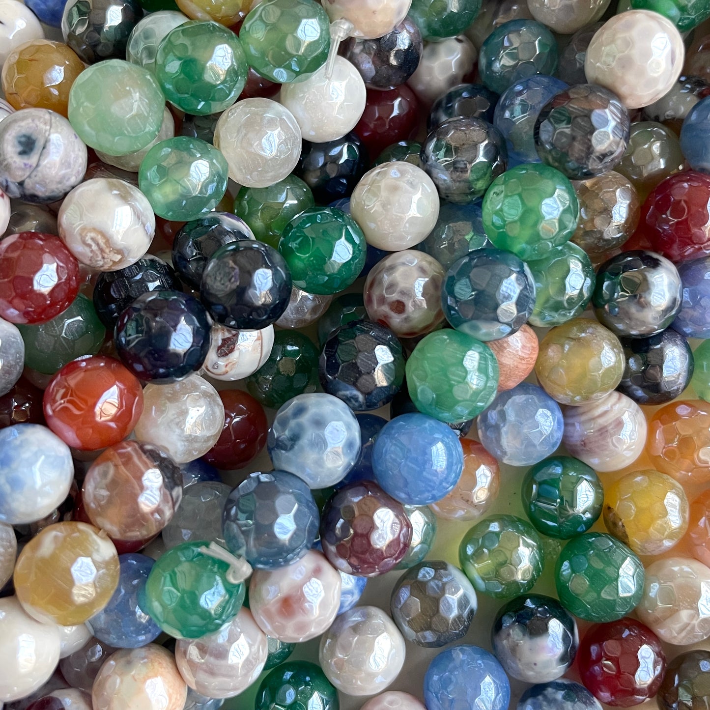 2 Strands/lot 10mm Multicolor Green Electroplated Faceted Fire Agate Stone Beads Electroplated Beads Electroplated Faceted Agate Beads New Beads Arrivals Charms Beads Beyond