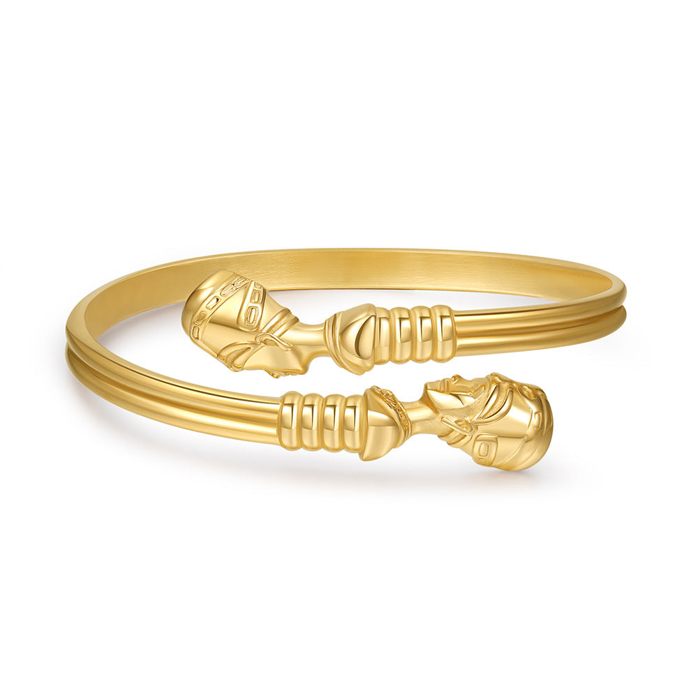 5pcs/Lot Queen Nefertiti Stainless Steel Bangle for Women Gold Women & Men Bracelets Charms Beads Beyond