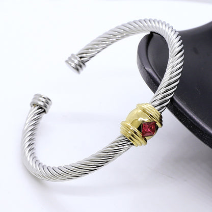 5pcs/lot Colorful Diamond Twist Stainless Steel Open Bangle for Women Style 7 Women Bracelets Charms Beads Beyond