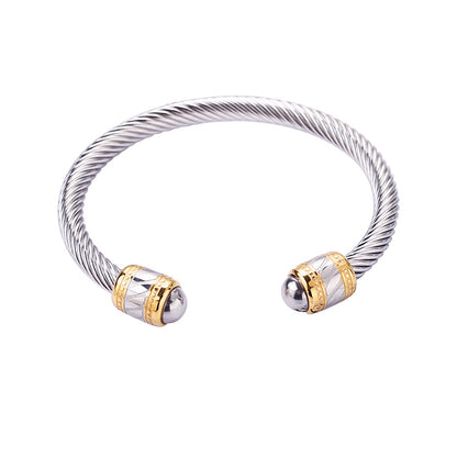 5pcs/lot Stainless Steel Open Bangle for Women Women Bracelets Charms Beads Beyond