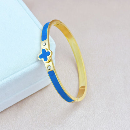 5pcs/lot Gold Plated Colorful Clover Stainless Steel Bangles for Women Women & Men Bracelets Charms Beads Beyond