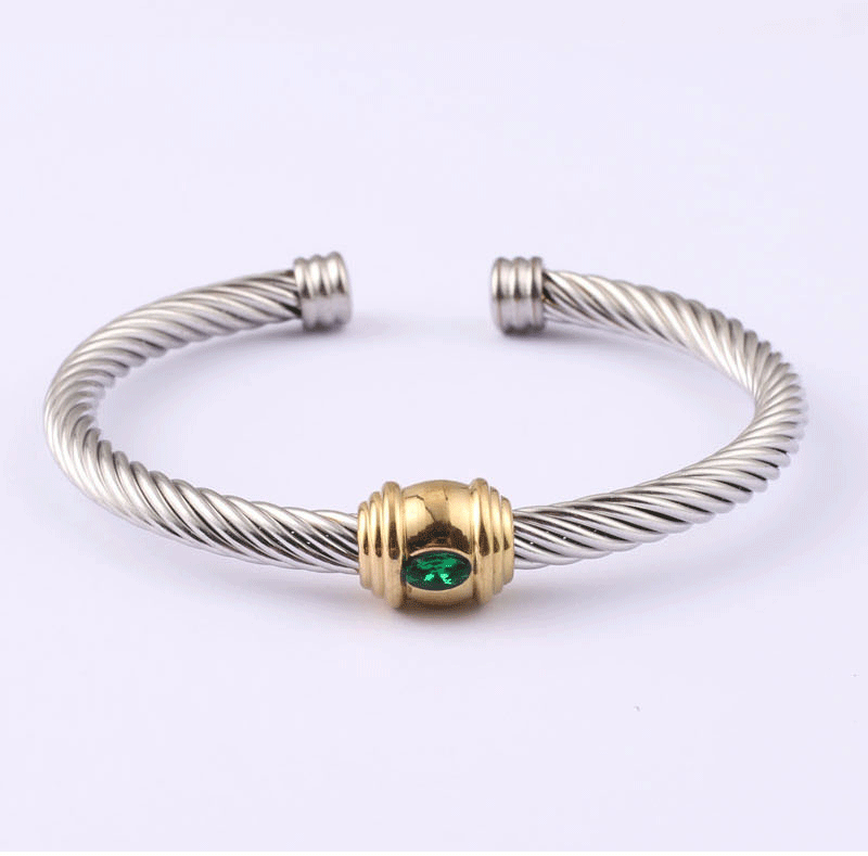 5pcs/lot Colorful Diamond Twist Stainless Steel Open Bangle for Women Women Bracelets Charms Beads Beyond