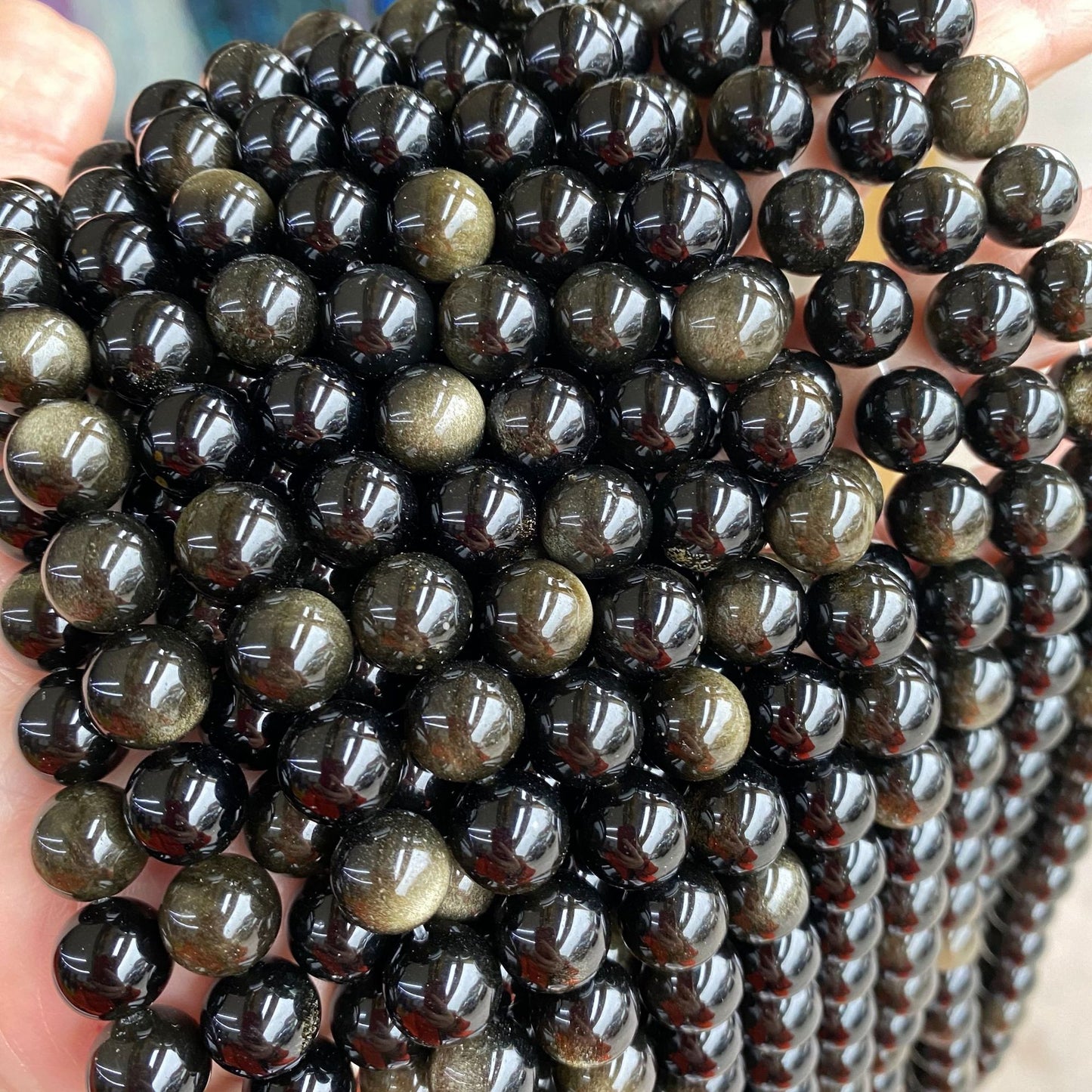 2 Strands/lot 10/12mm Gold Obsidian Stone Round Beads Stone Beads 12mm Stone Beads New Beads Arrivals Other Stone Beads Charms Beads Beyond