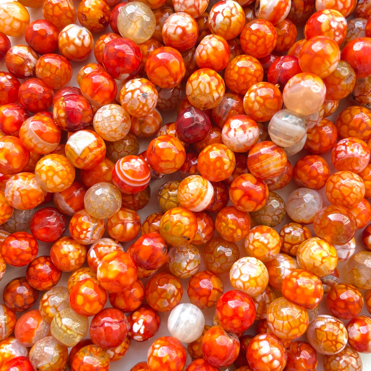 2 Strands/lot 10mm Colorful Cracked Fire Agate Faceted Stone Beads Orange Stone Beads Faceted Agate Beads New Beads Arrivals Charms Beads Beyond